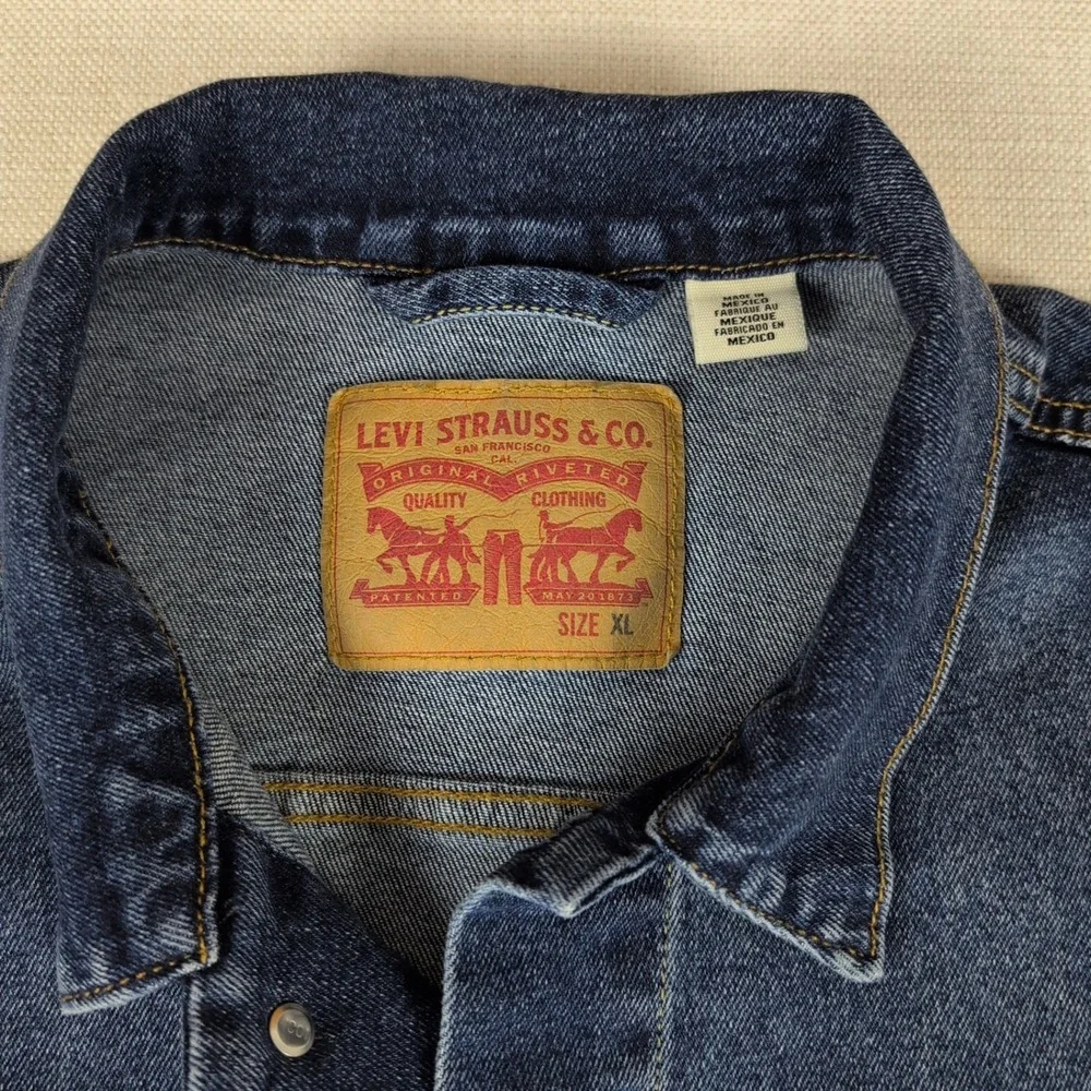 Levi's Trucker Denim Jacket Mens XL Dark Wash Faded Indigo Blue Jean 72334